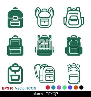 Backpack solid icon on background. Luggage glyph style design, designed for web and app. Stock Vector