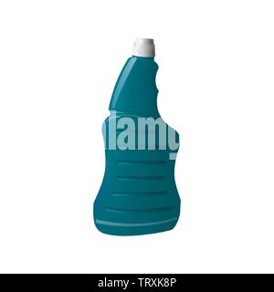 Blue plastic bottle with white cap. Detergent in the container. Vector illustration. Stock Vector