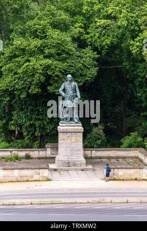 Public Albrecht Graf von Roon statue in front of the Berlin Victory Column in the Tiergarten, Berlin, Germany, sculptor Harro Magnusson from 1904 Stock Photo