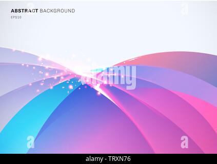 Abstract colorful curved overlapping and light sparkling effect on white background with space for text. Vector illustration Stock Vector
