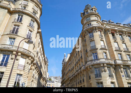 PARIS, FRANCE - JULY 21, 2017: Ancient luxury buildings with tower in a sunny summer day in Paris, France Stock Photo
