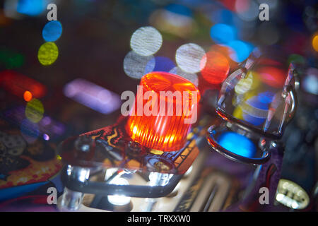 Close up of a pinball machine in an old pub bar in the city centre of Amsterdam Stock Photo