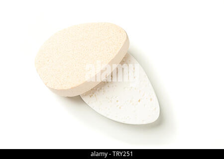 Bath sponges isolated on white background, closeup Stock Photo