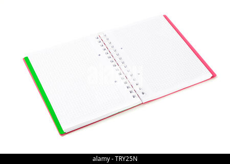 Squared empty notebook isolated on white background Stock Photo