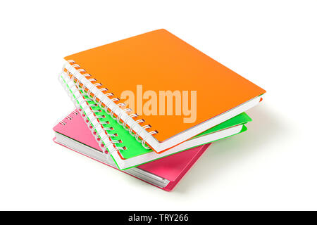 Color notebooks with space for text isolated on white background Stock Photo