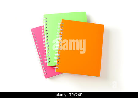 Color notebooks with space for text isolated on white background Stock Photo