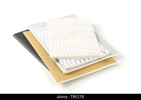 Notebooks isolated on white background, top view Stock Photo