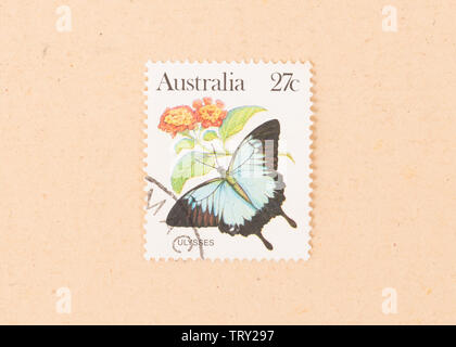 AUSTRALIA - CIRCA 1980: A stamp printed in Australia shows a butterfly, circa 1980 Stock Photo