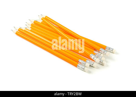 Many pencils isolated on white background. Stationery