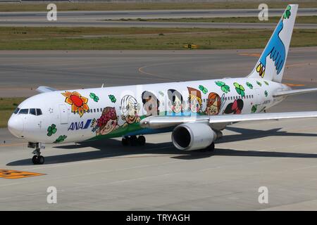 Nagoya, Japan – 23.  May 2014: ANA All Nippon Airways Boeing 767-300 at Nagoya Chubu Centrair airport (NGO) in Japan. | usage worldwide Stock Photo