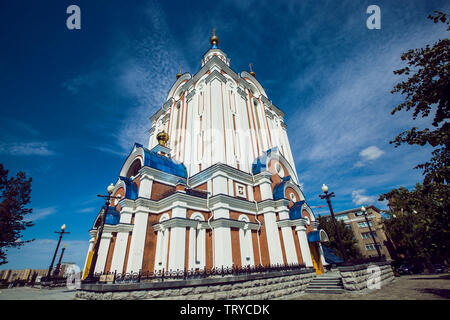 Russia, Khabarovsk, lake, sunset, sunset, lake, city, architecture, far east, church, sculpture Stock Photo