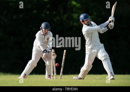Batsman being bowled out. Stock Photo