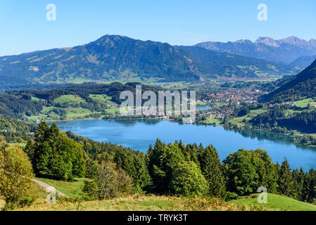 Allgäu from above - Immenstadt, Alpsee, and Grünten Stock Photo