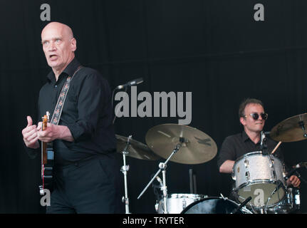 Wilko Johnson performing at the Cornbury festival, Great Tew, Oxfordshire, UK. July 7, 2013 Stock Photo