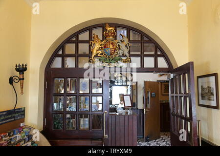 Victoria Hotel reception, Station Road, Robin Hood's Bay, Borough of Scarborough, North Yorkshire, England, Great Britain, United Kingdom, UK, Europe Stock Photo