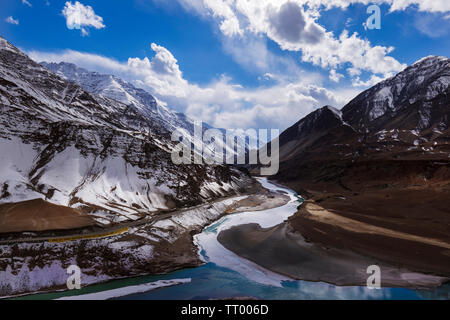 Ladakh India landscape in winter after snowfall Stock Photo