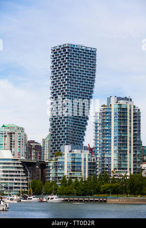 Dramatic new tower in Vancouver as seen from Granville Island Stock Photo