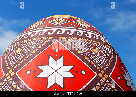 KYIV, UKRAINE - MAY 01, 2017: Big easter egg. Street festival of large Easter eggs on Mikhailovska Square Stock Photo