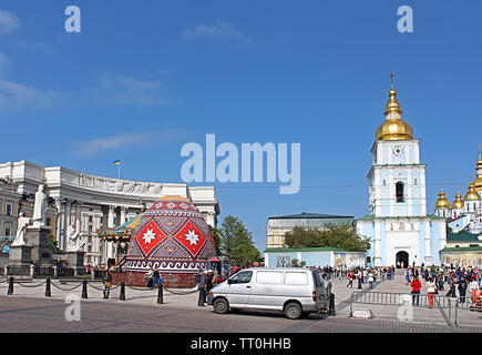 KYIV, UKRAINE - MAY 01, 2017: Big easter egg. Street festival of large Easter eggs on Mikhailovska Square Stock Photo