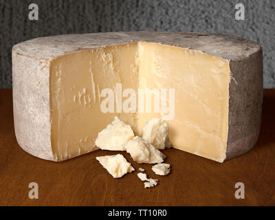 Cave Aged Cheddar Wheel Stock Photo