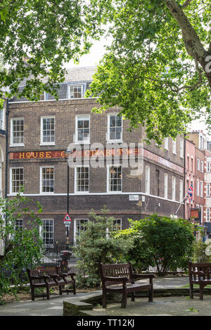 The House of St. Barnabas, as seen from Soho Square, London. Stock Photo