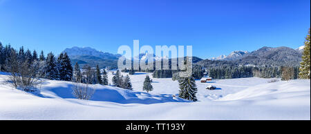 Beautiful winter scenery in upper bavarian mountains near Mittenwald Stock Photo