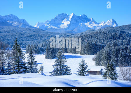 Beautiful winter scenery in upper bavarian mountains near Mittenwald Stock Photo