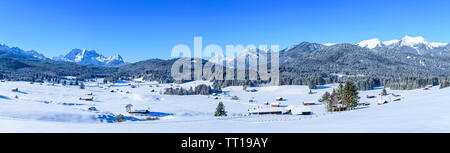Beautiful winter scenery in upper bavarian mountains near Mittenwald Stock Photo
