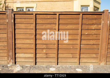 Close up of brown wooden fence panel , Edinburgh, Scotland Stock Photo