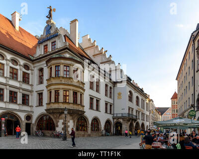 The outside of the Hofbräuhaus in Munich, Germany on a sunny spring day Stock Photo