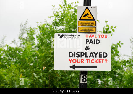 Pay and display parking sign in Birmingham, England Stock Photo