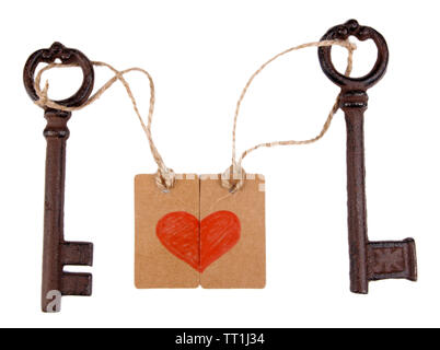 Keys to love, Conceptual photo. Isolated on white Stock Photo