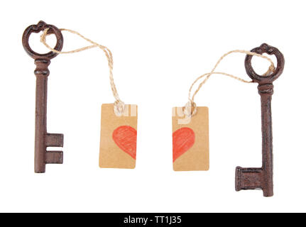 Keys to love, Conceptual photo. Isolated on white Stock Photo