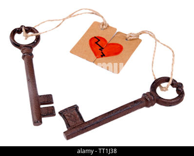 Keys to love, Conceptual photo. Isolated on white Stock Photo