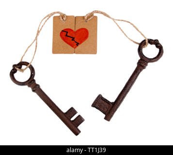 Keys to love, Conceptual photo. Isolated on white Stock Photo