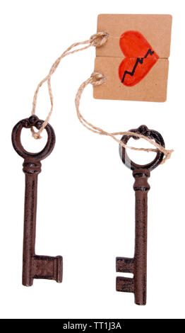 Keys to love, Conceptual photo. Isolated on white Stock Photo