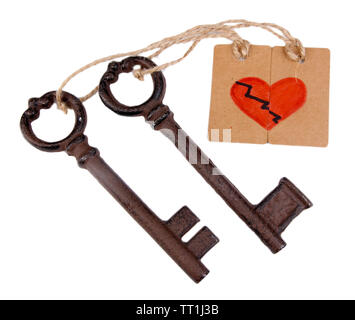 Keys to love, Conceptual photo. Isolated on white Stock Photo