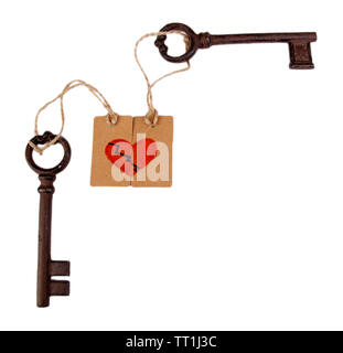 Keys to love, Conceptual photo. Isolated on white Stock Photo