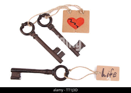 Keys to love, Conceptual photo. Isolated on white Stock Photo
