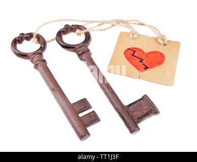 Keys to love, Conceptual photo. Isolated on white Stock Photo