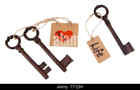 Keys to love, Conceptual photo. Isolated on white Stock Photo