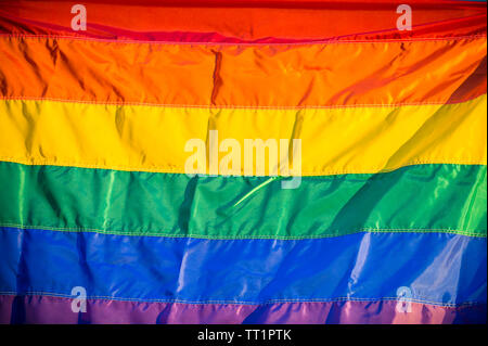 Gay pride rainbow flag fills the frame for a colorful background Stock ...