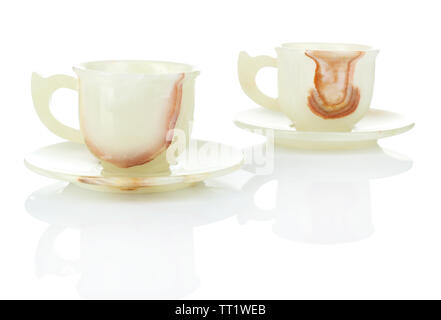 Onyx or marble stone empty cups, isolated on white Stock Photo