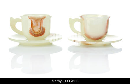 Onyx or marble stone empty cups, isolated on white Stock Photo