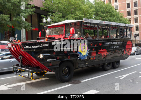 Duck boat tour Boston MA street Stock Photo