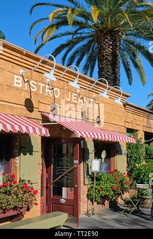 Entrance View of a French Restaurant, Bistro Jeanty, Yountville, Napa Valley, California Stock Photo