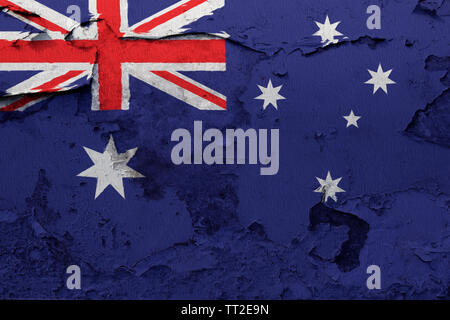 Australia flag painted on the cracked grunge concrete wall Stock Photo ...