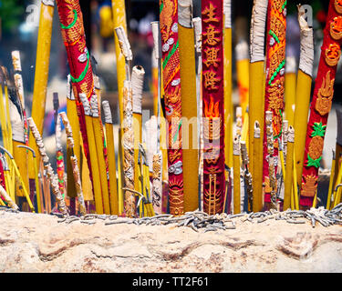 Close Up View of Colorful Incense Sticks, Po Lin Monastery, Lanatau Island, Hong Kong Stock Photo