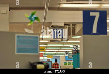 Wethersfield, CT / USA - June 11, 2019: A customer service booth with the number 7 on it Stock Photo