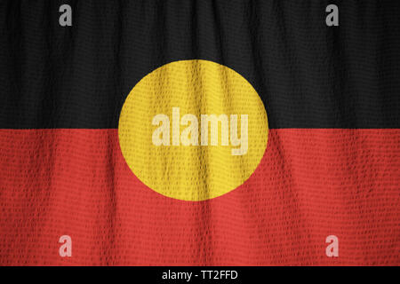 Ruffled Flag of Australian Aboriginal Blowing in Wind Stock Photo